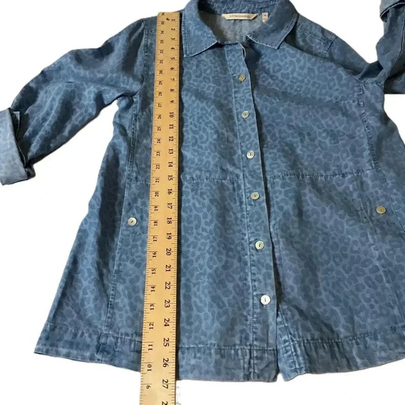 Soft Surroundings Womens Animal Print Button Down Shirt Long Sleeve Tencel XS - Picture 6 of 8